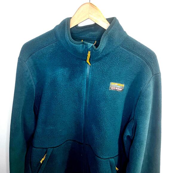 Vintage L.L. Bean Men's Green Fleece Zip Up Jacket Size Y2K Gorpcore Outdoorsy - Picture 4 of 7